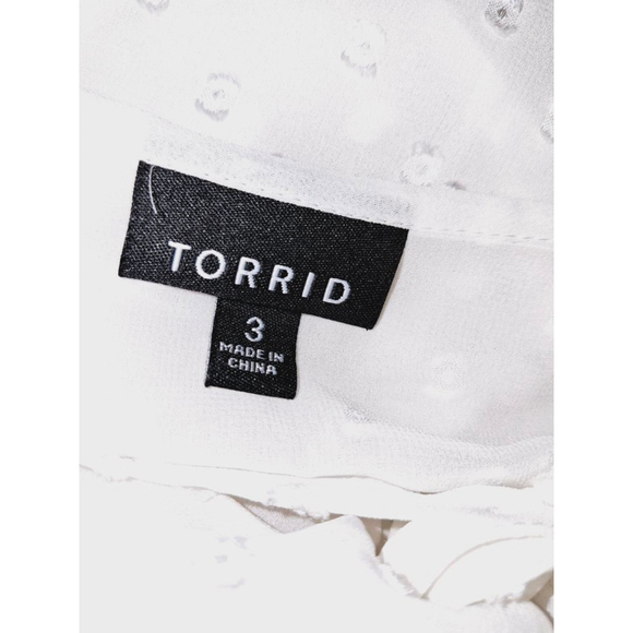 Torrid White swiss dot sheer babydoll sz 3X lace blouse peasant Bohemian - Picture 4 of 5
